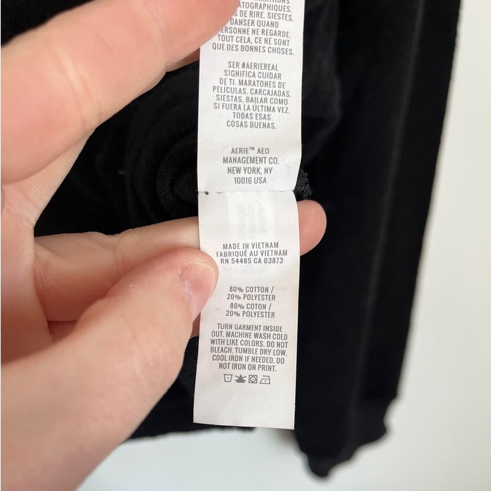 Aerie Black Terry Cloth Sweatshirt with Cinched Back/Front Size Medium - Picture 9 of 11